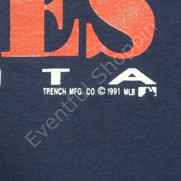 Vintage Screen Stars Atlanta Braves NL Champs 91 Shirt Men XL Blue Single Stitch - Picture 4 of 7